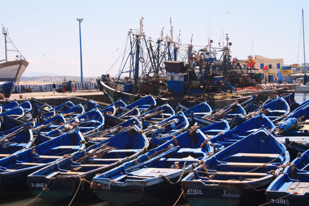 Port Essaouira bateaux bleus 2