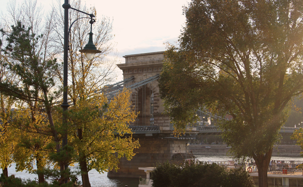 Chain bridge sunset