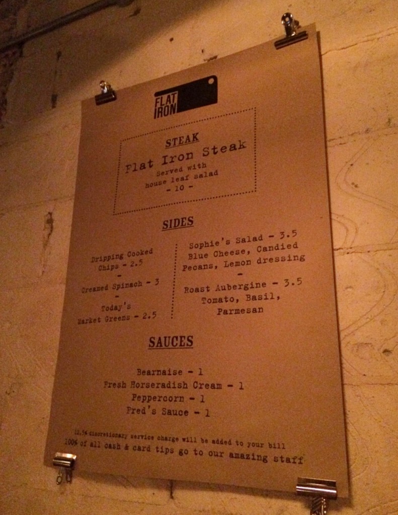 Flat iron menu wall