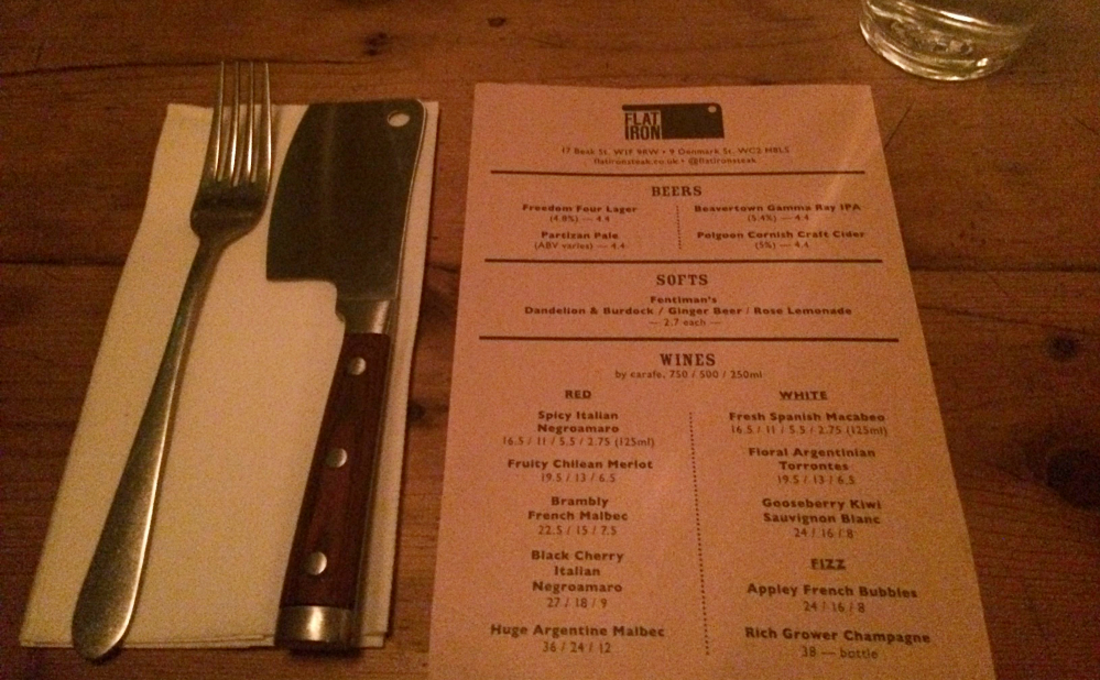 Flat iron menu