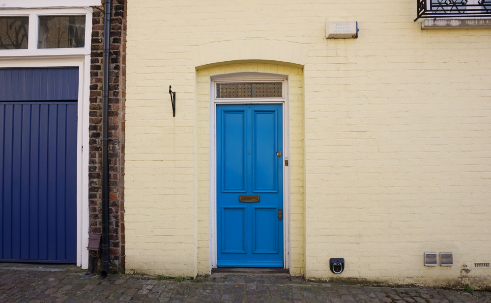 Blue door yellow wall